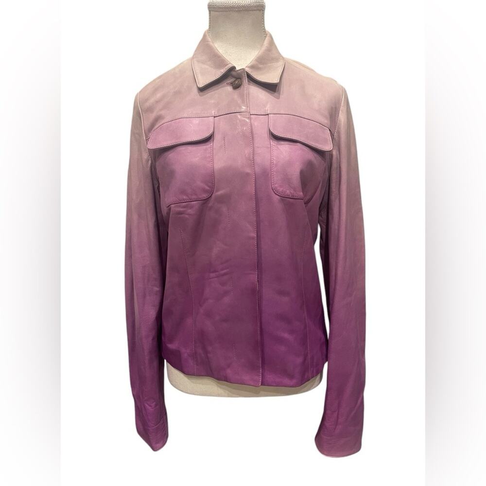 Loro Piana Gradient Lilac and Purple Lambskin Biker Jacket Sz:46
